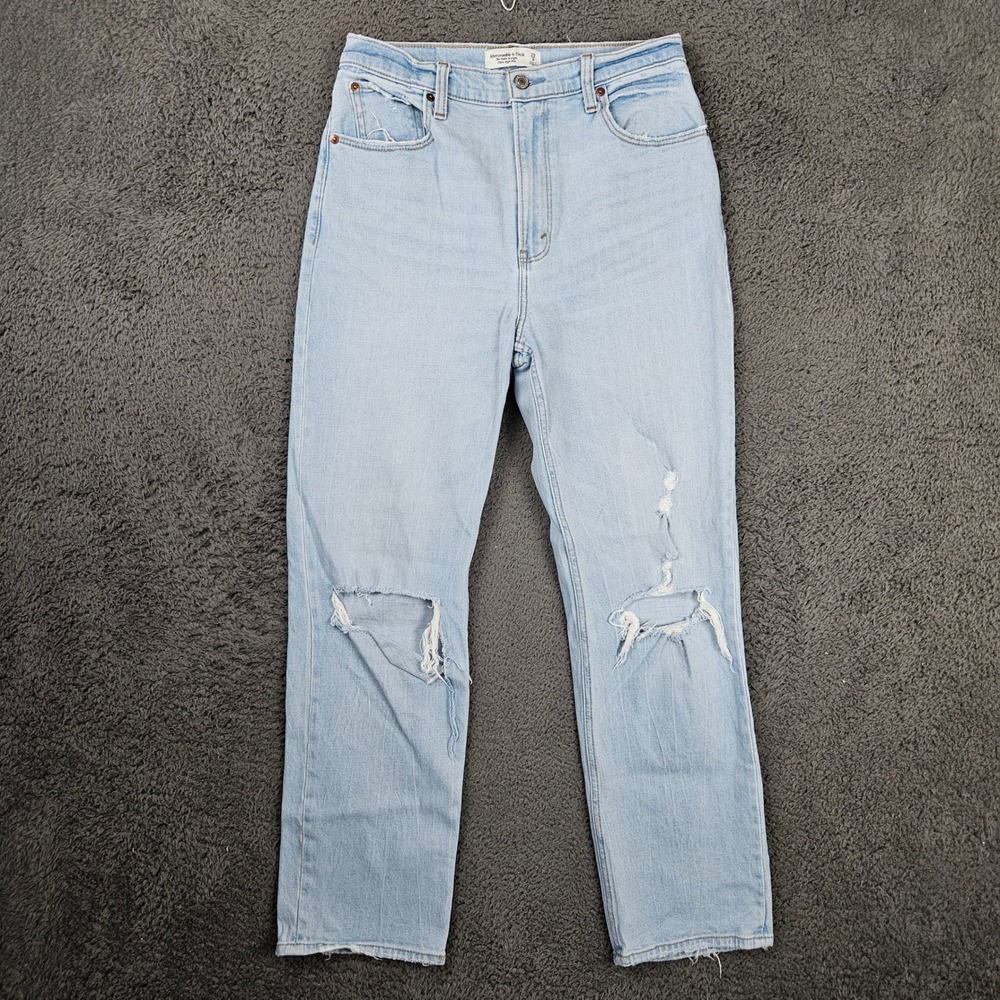 Abercrombie & Fitch The Ankle Straight Ultra High‎ Rise Distressed Jeans 29 8L